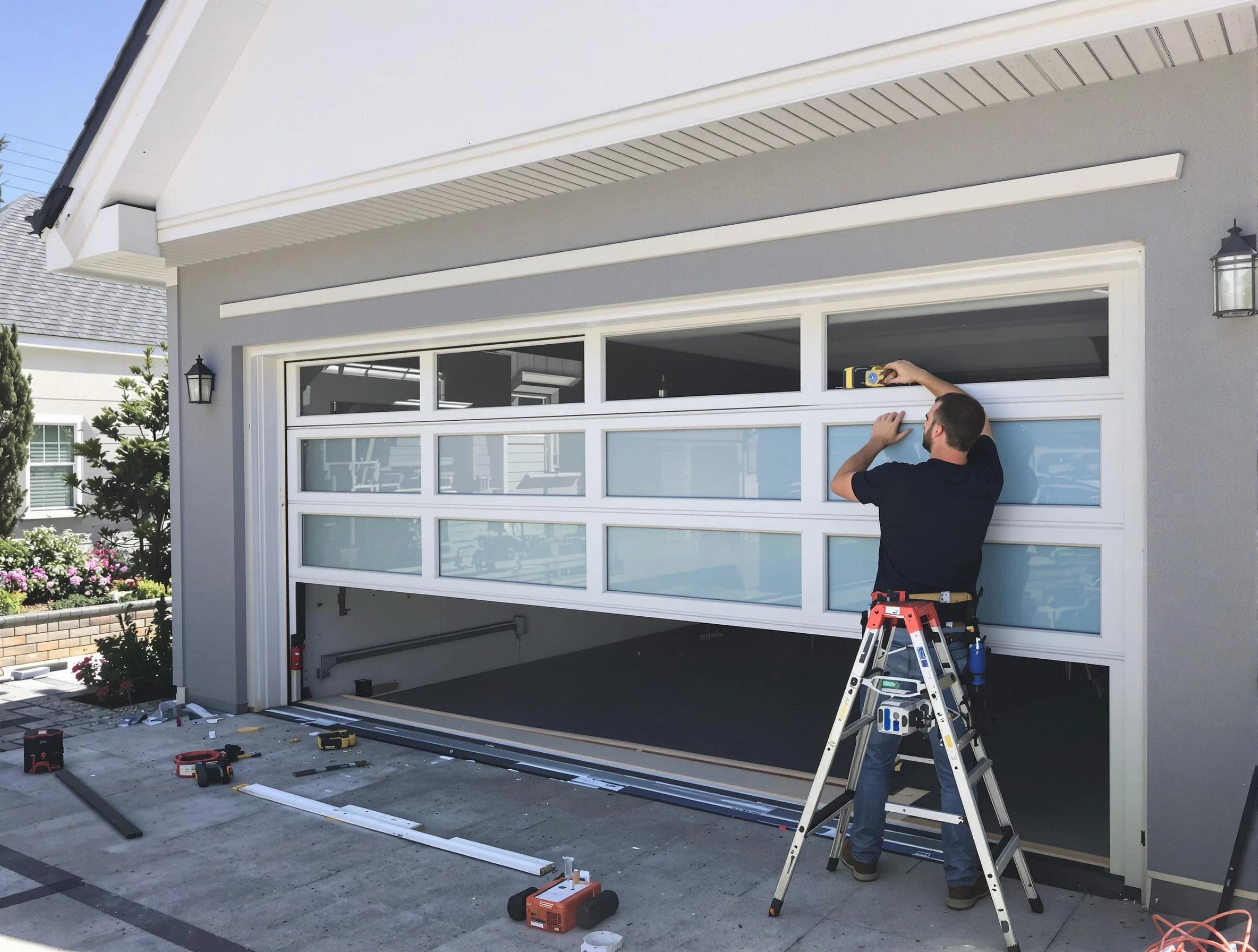 Bloomfield Garage Door Repair team performing garage door replacement in Bloomfield