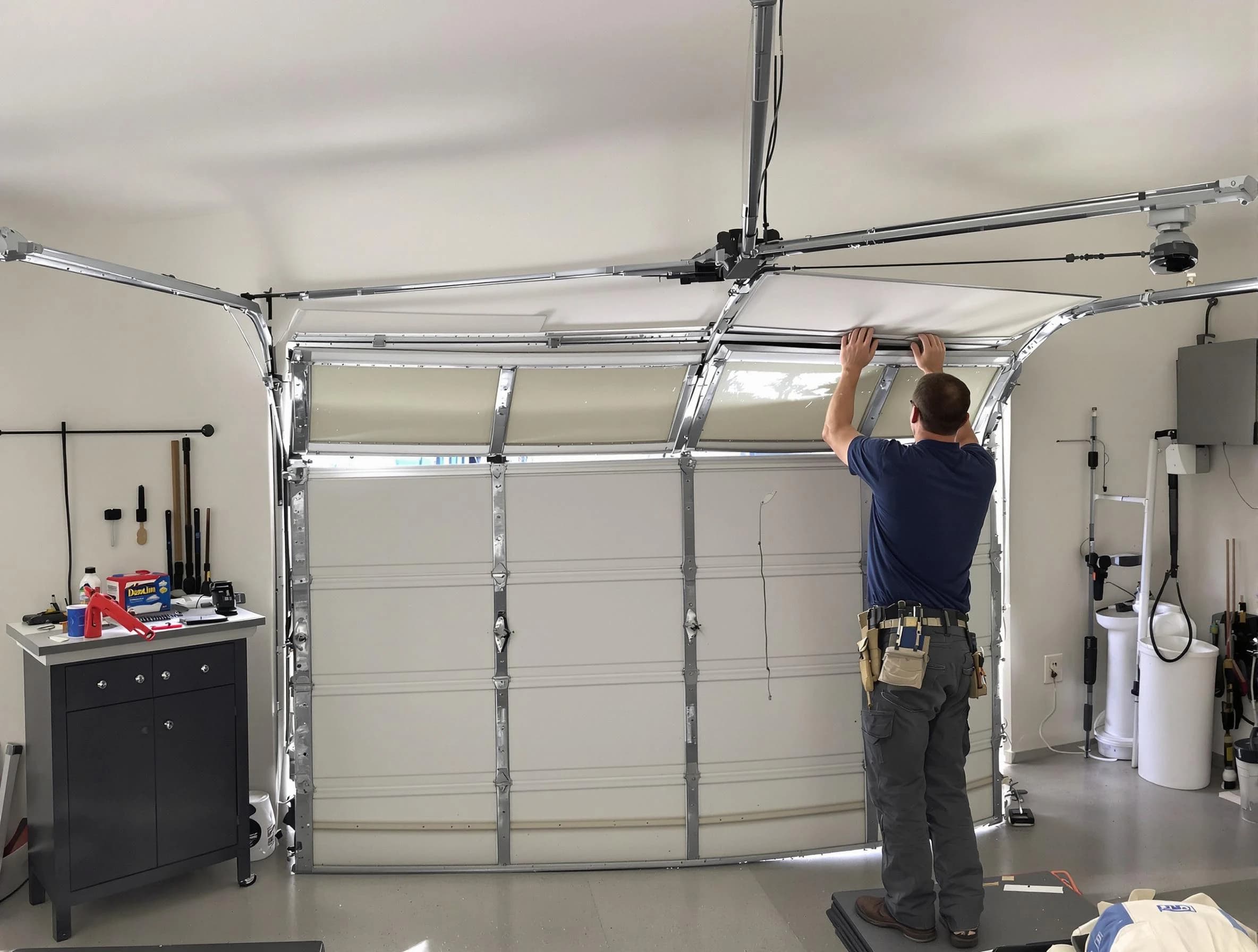 Bloomfield Garage Door Repair specialist performing precise section replacement on Bloomfield garage door