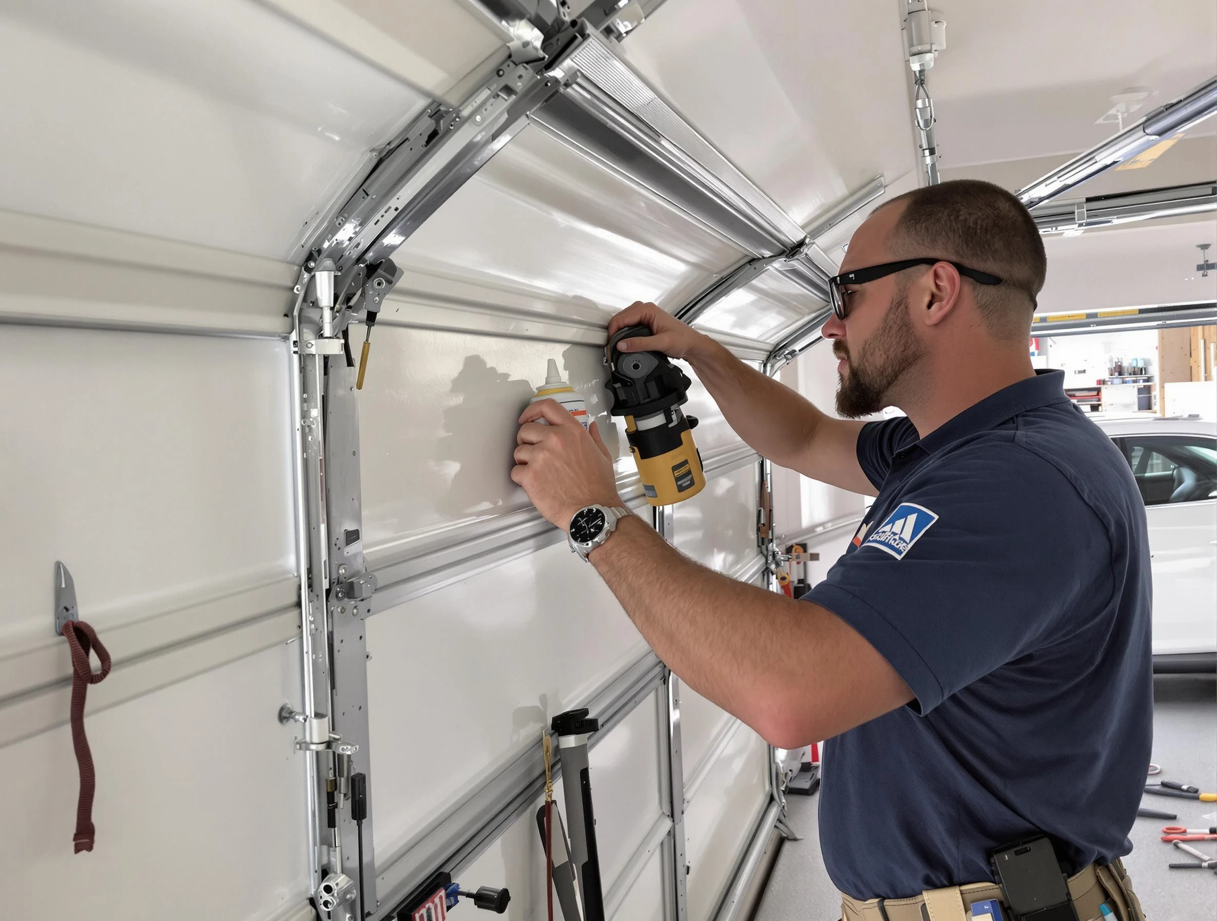 Bloomfield Garage Door Repair technician performing comprehensive noise reduction service in Bloomfield