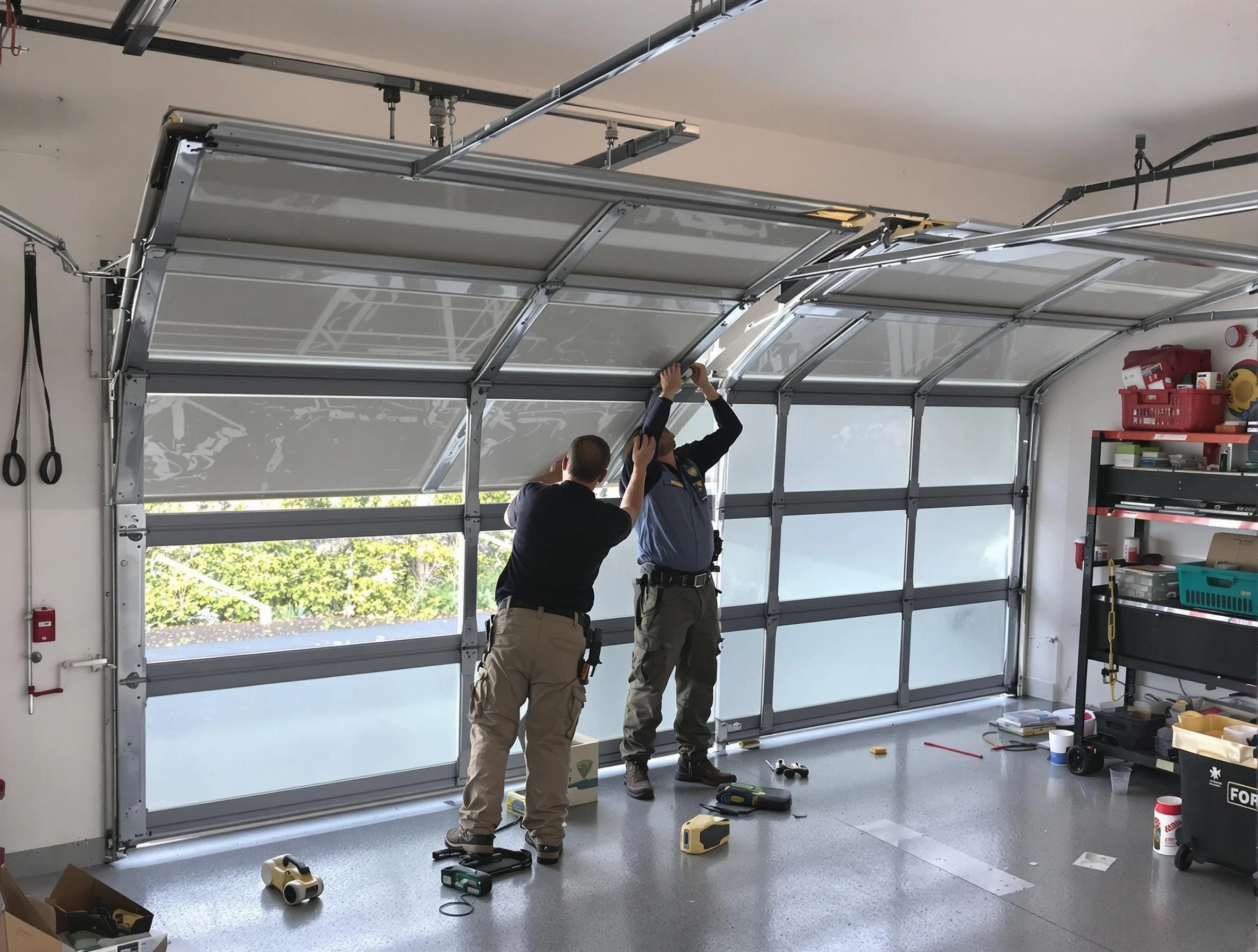 Bloomfield Garage Door Repair expert performing precise panel replacement on Bloomfield garage door